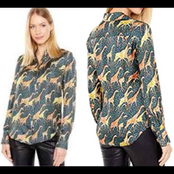 EUC J Crew Collection Silk Giraffe Print Matching Cropped Pants & Shirt Set 6 S - Picture 8 of 15